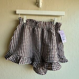 Wild Fable Brown Checkered High Waist Shorts